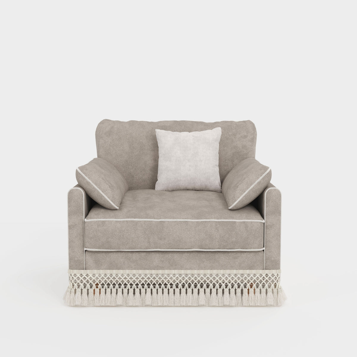 Cotton Linen Detachable Modular Sofa with Fringed Trim