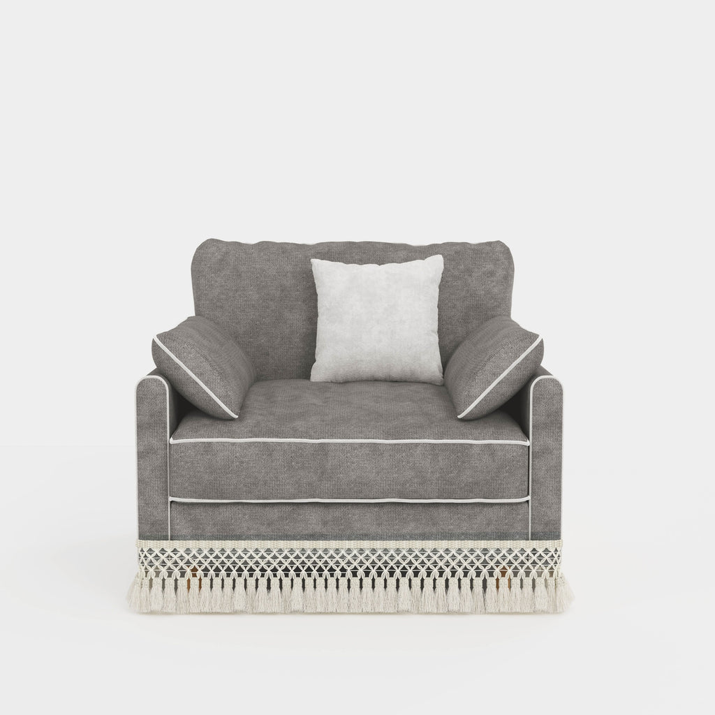 Cotton Linen Detachable Modular Sofa with Fringed Trim