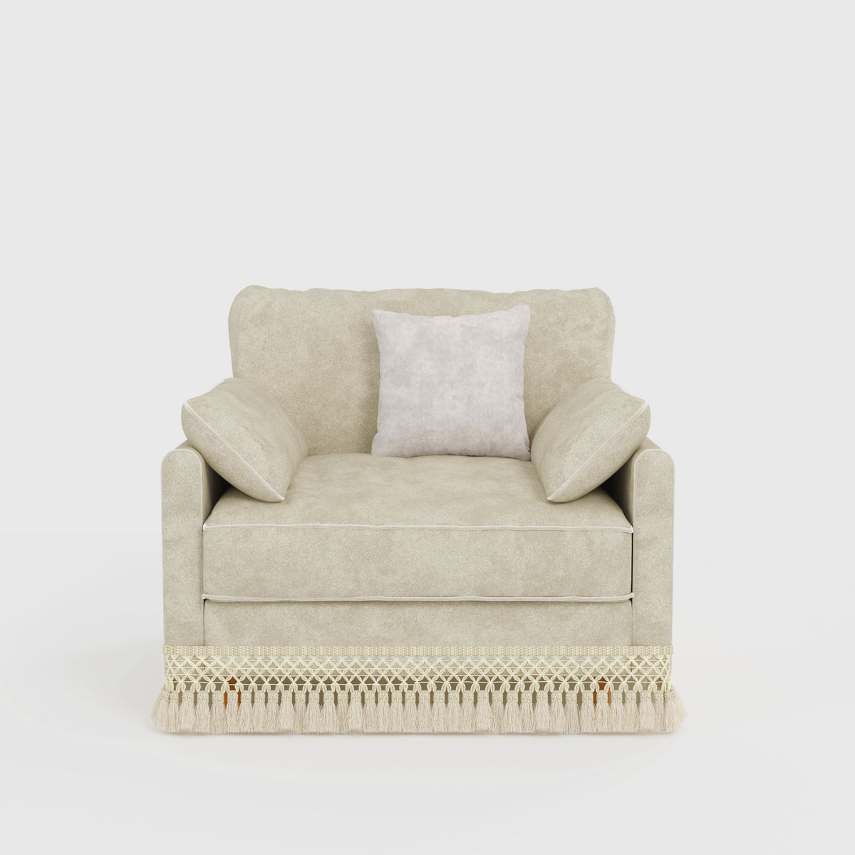 Cotton Linen Detachable Modular Sofa with Fringed Trim