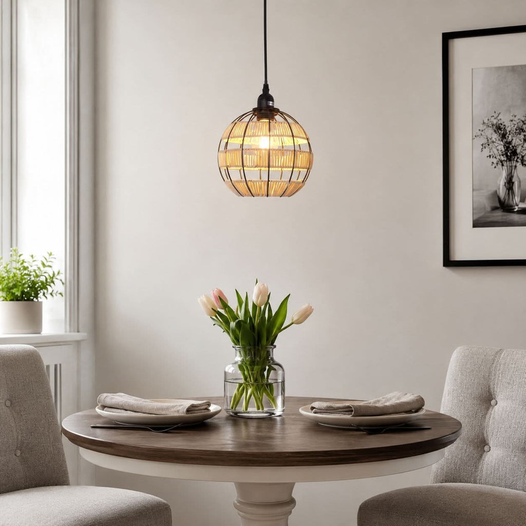 Glyph-Lightsin Woven Sphere Pendant Light for Cozy Natural Elegance