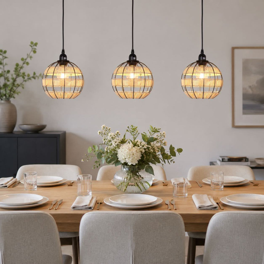 Glyph-Lightsin Woven Sphere Pendant Light for Cozy Natural Elegance