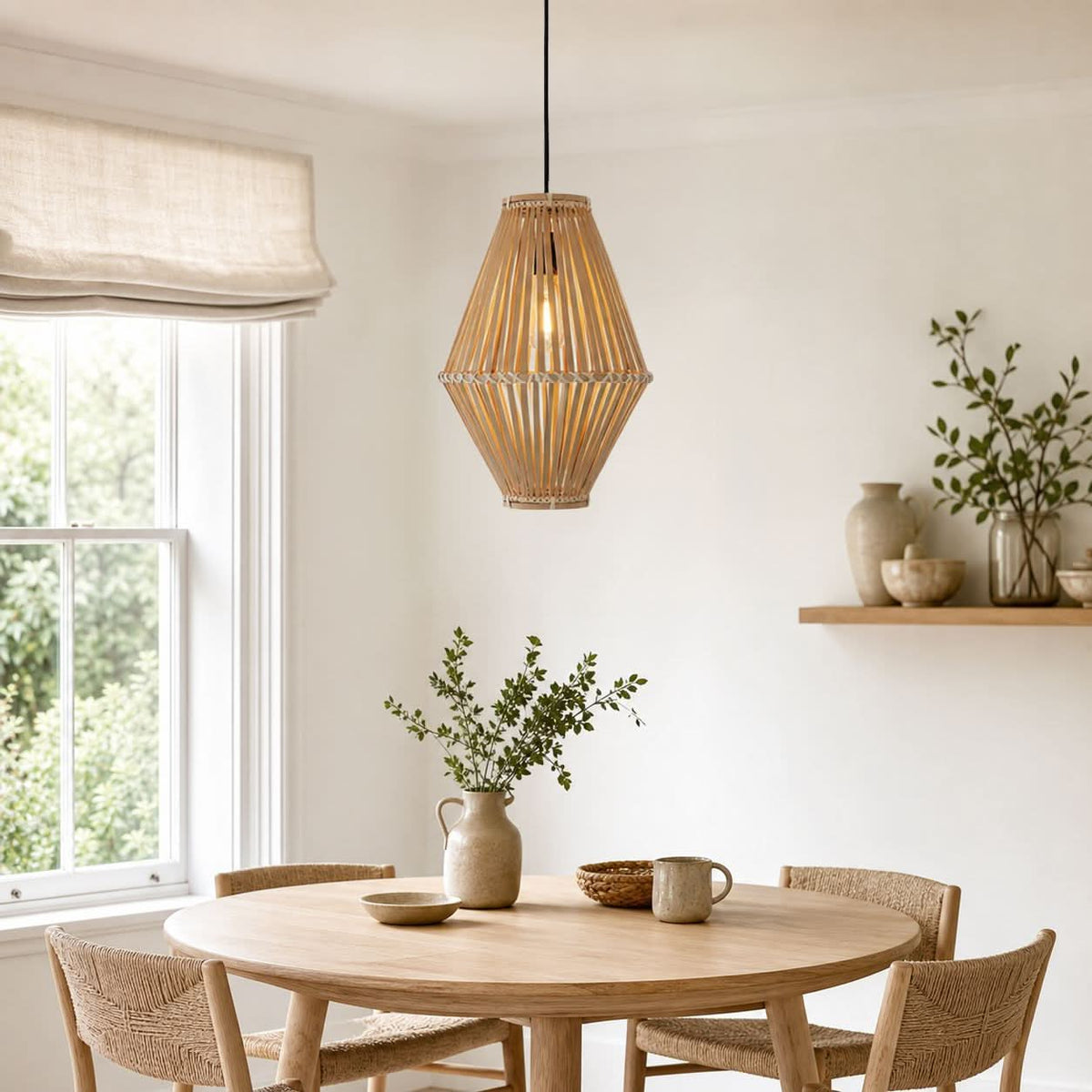 Lightsin Sustainable Geometric Bamboo Pendant Light