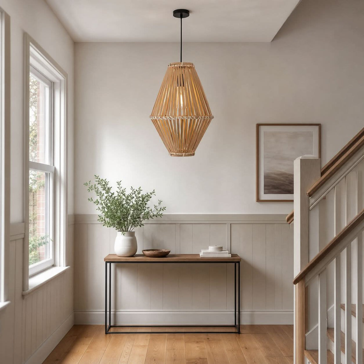 Lightsin Sustainable Geometric Bamboo Pendant Light