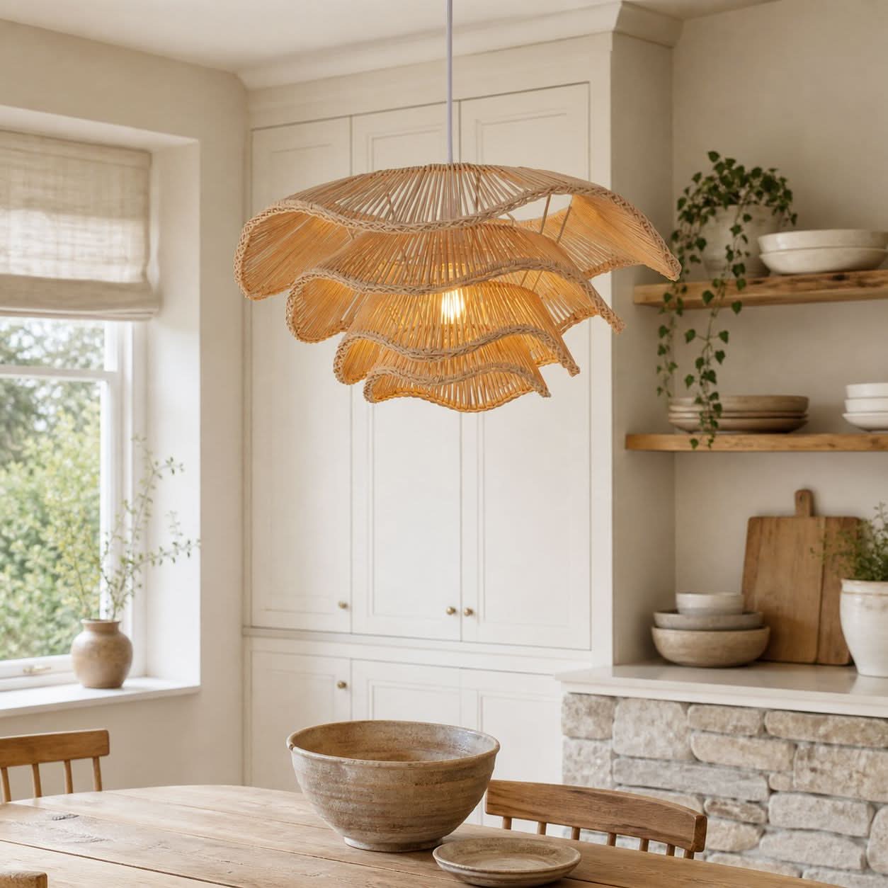 Lightsin Multi-tiered rattan pendant lamp