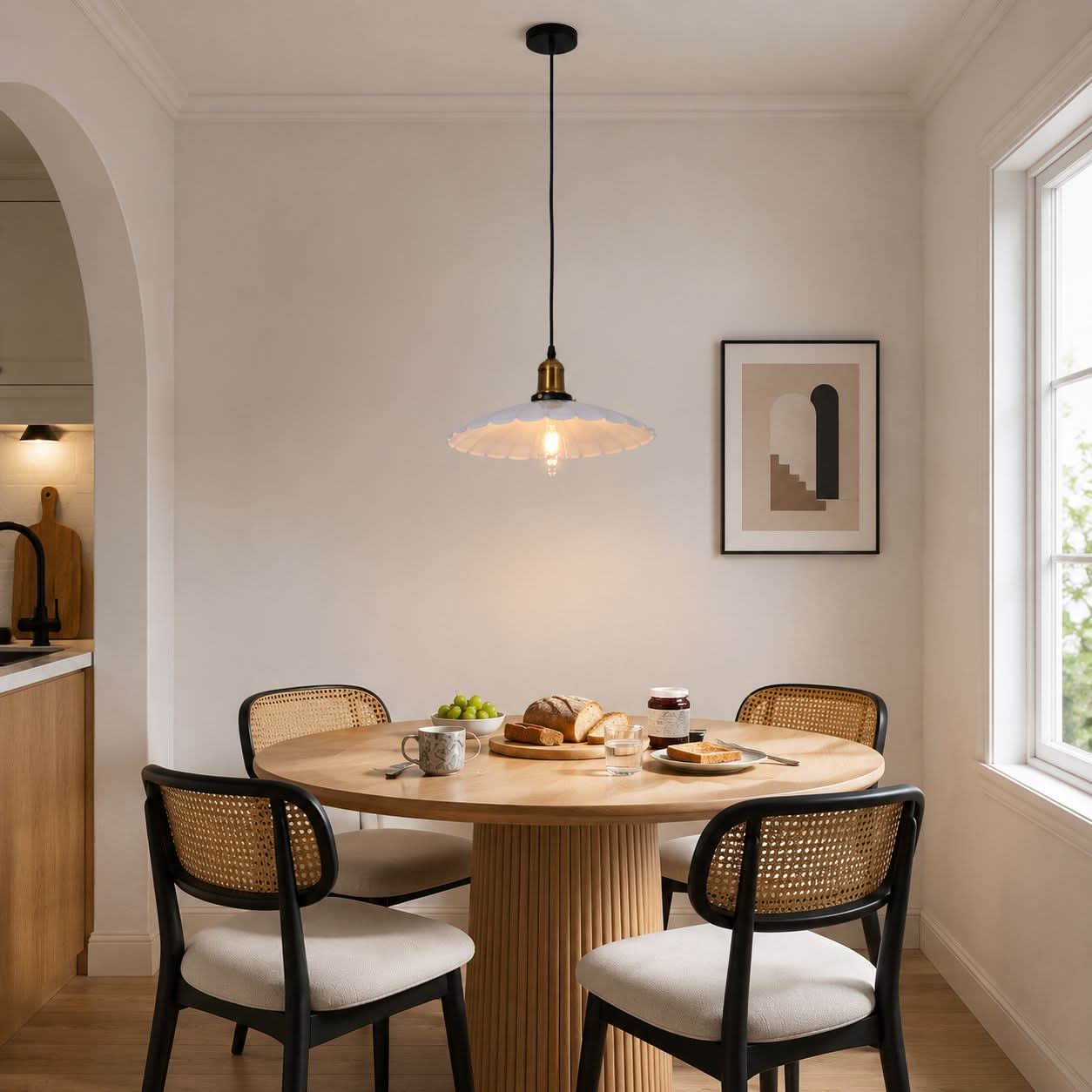 White Iron Pendant Light | Adjustable E27 Ceiling Lamp