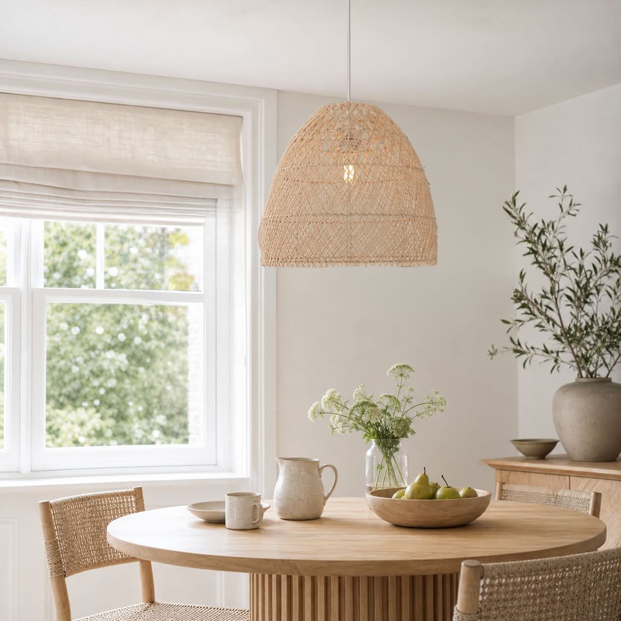 Lightsin TerraBell Dome Shaped Rattan Hanging Light