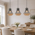 Glyph-Lightsin Geometric Rattan and Iron Pendant Light for Dining, Kitchen, and Living Rooms
