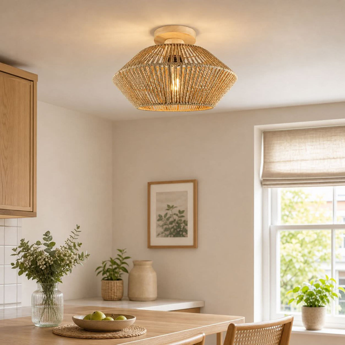 Lightsin Vintage Hemp Rope Ceiling Light for Hallways and Corridors