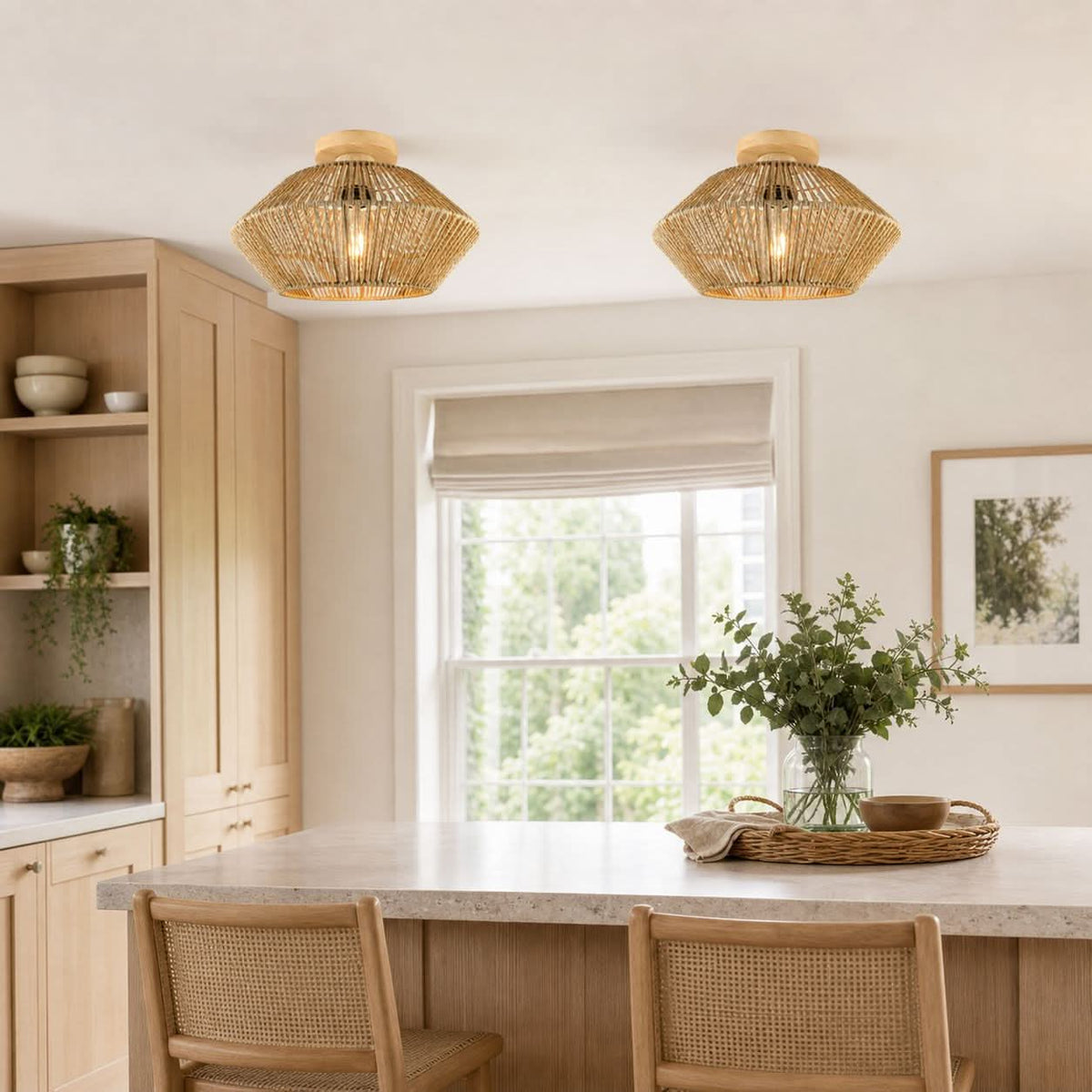 Lightsin Vintage Hemp Rope Ceiling Light for Hallways and Corridors