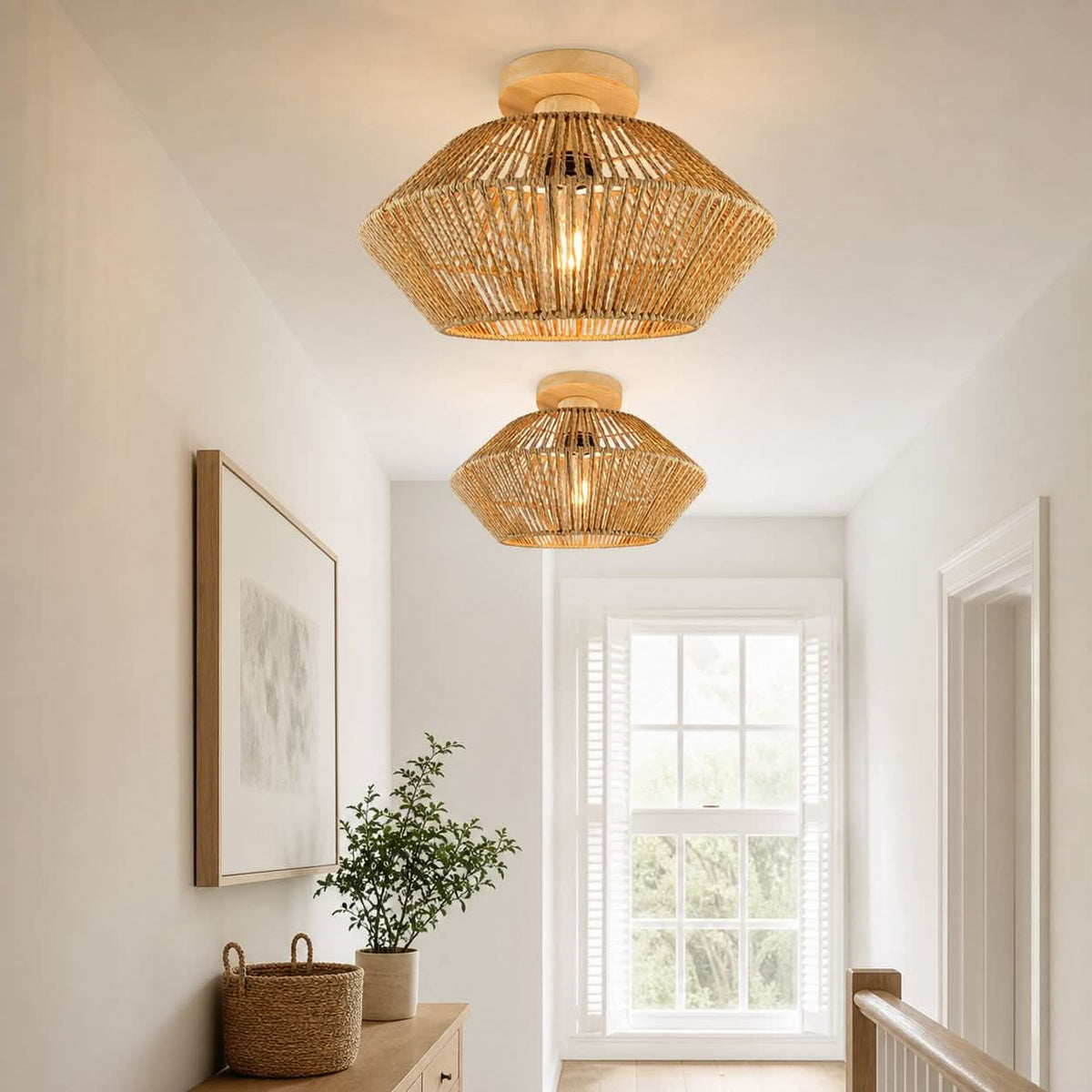 Lightsin Vintage Hemp Rope Ceiling Light for Hallways and Corridors