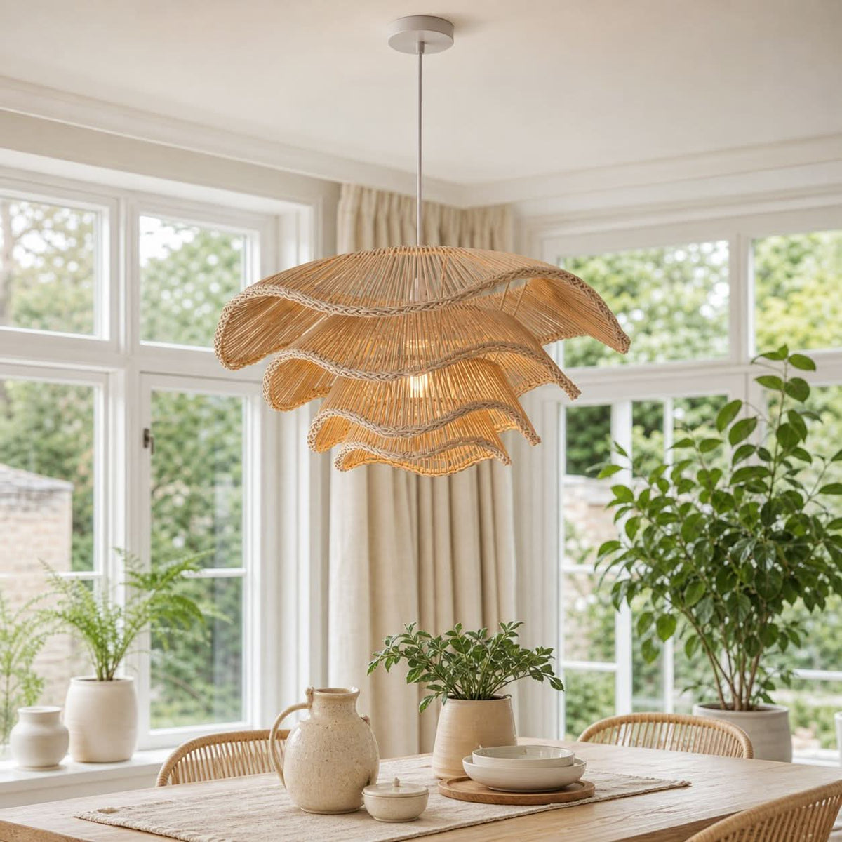 Lightsin Multi-tiered rattan pendant lamp
