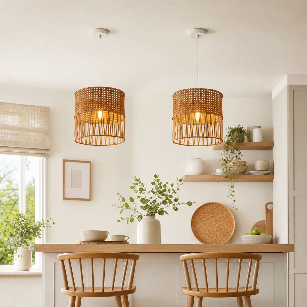 Lightsin Wabi-Sabi Style Hand-woven Rattan Pendant Light