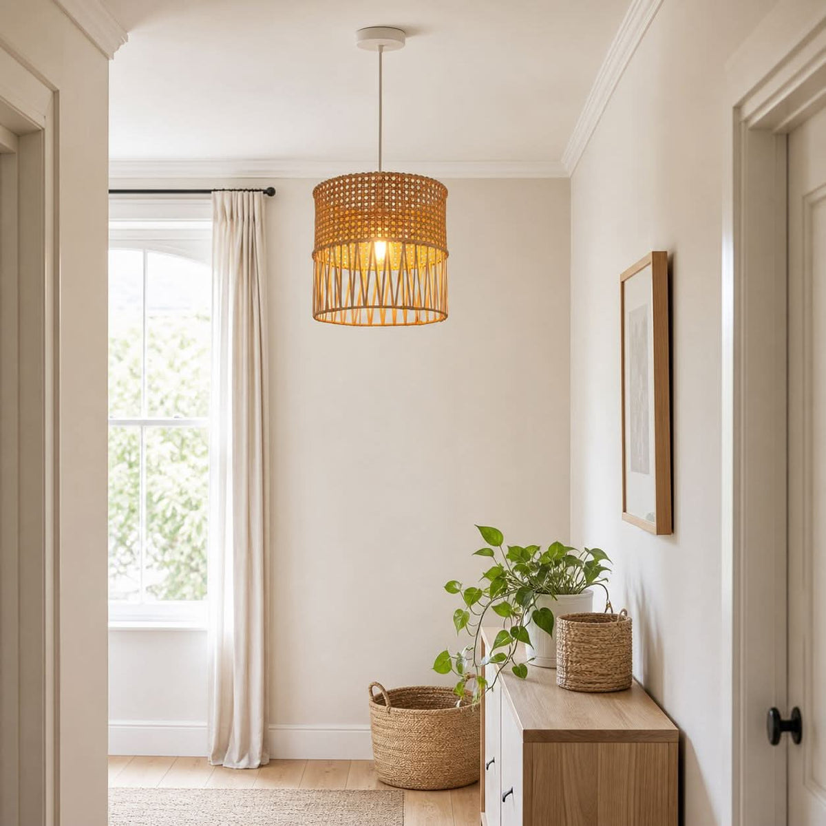 Lightsin Wabi-Sabi Style Hand-woven Rattan Pendant Light