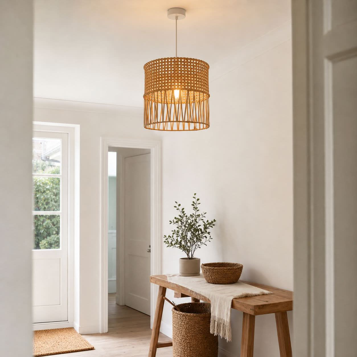 Lightsin Wabi-Sabi Style Hand-woven Rattan Pendant Light