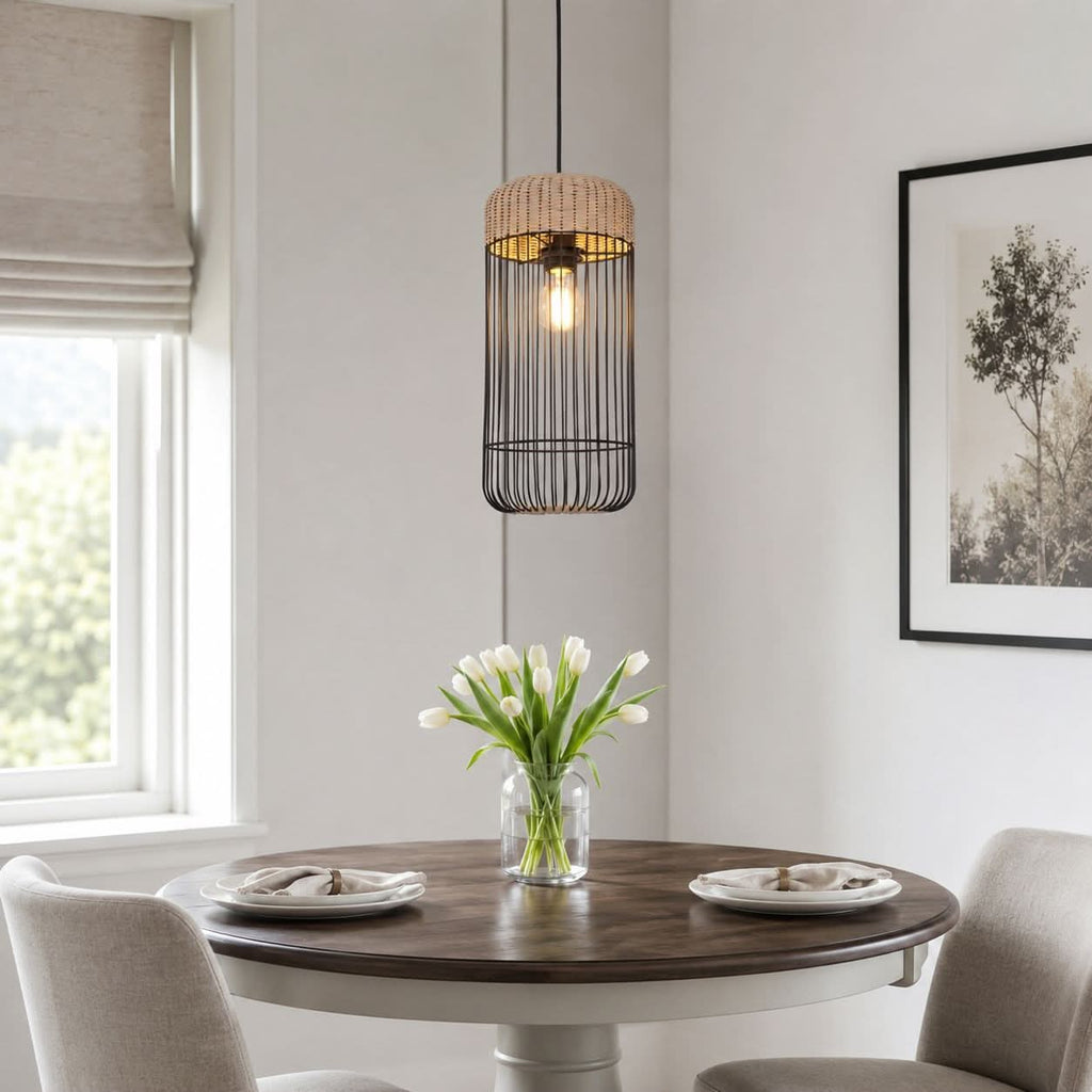 Glyph-Lightsin Woven Rattan Cylinder Pendant Light for Warm and Inviting Spaces