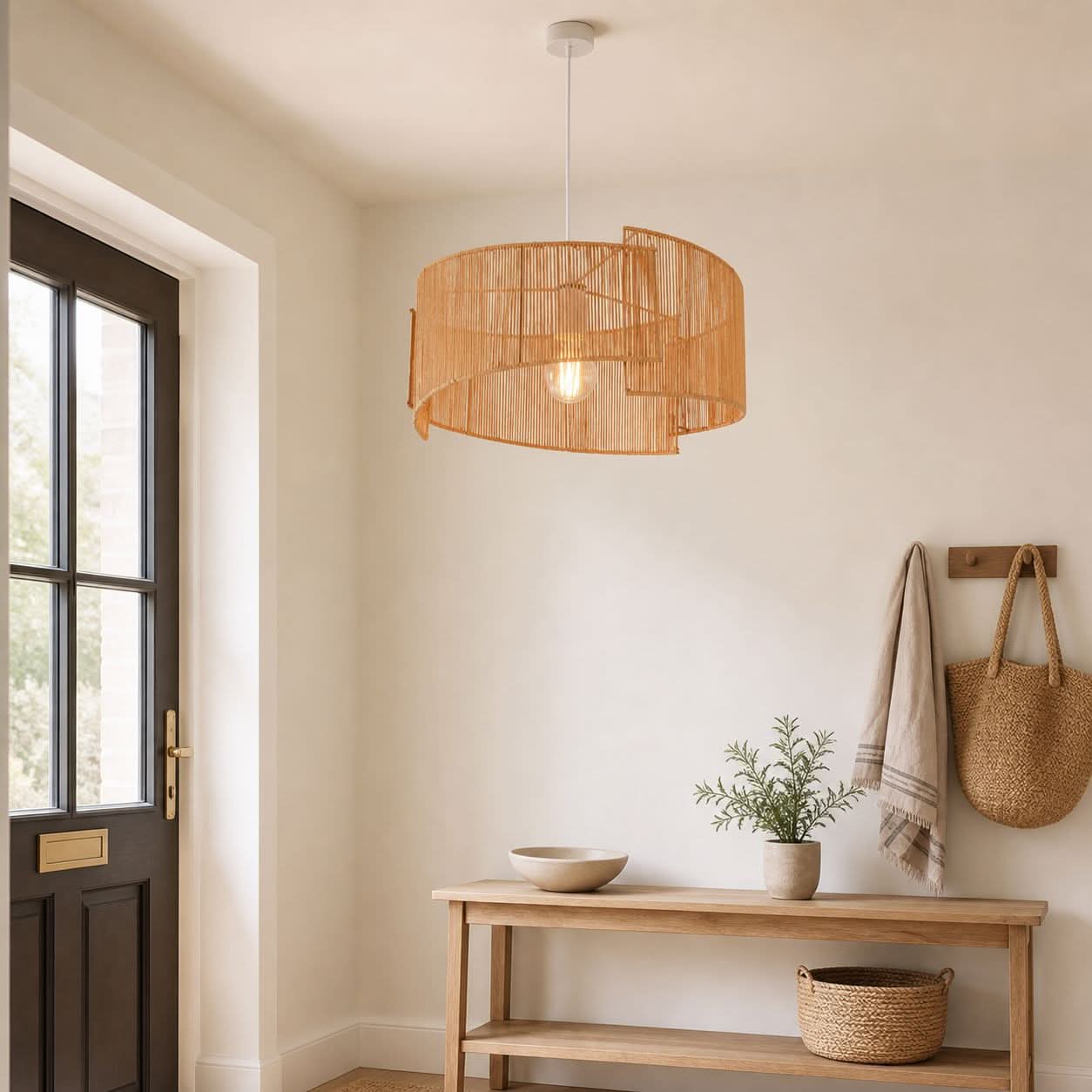 Lightsin Twist  Handwoven Paper Rope Pendant Light for Cozy Living Spaces