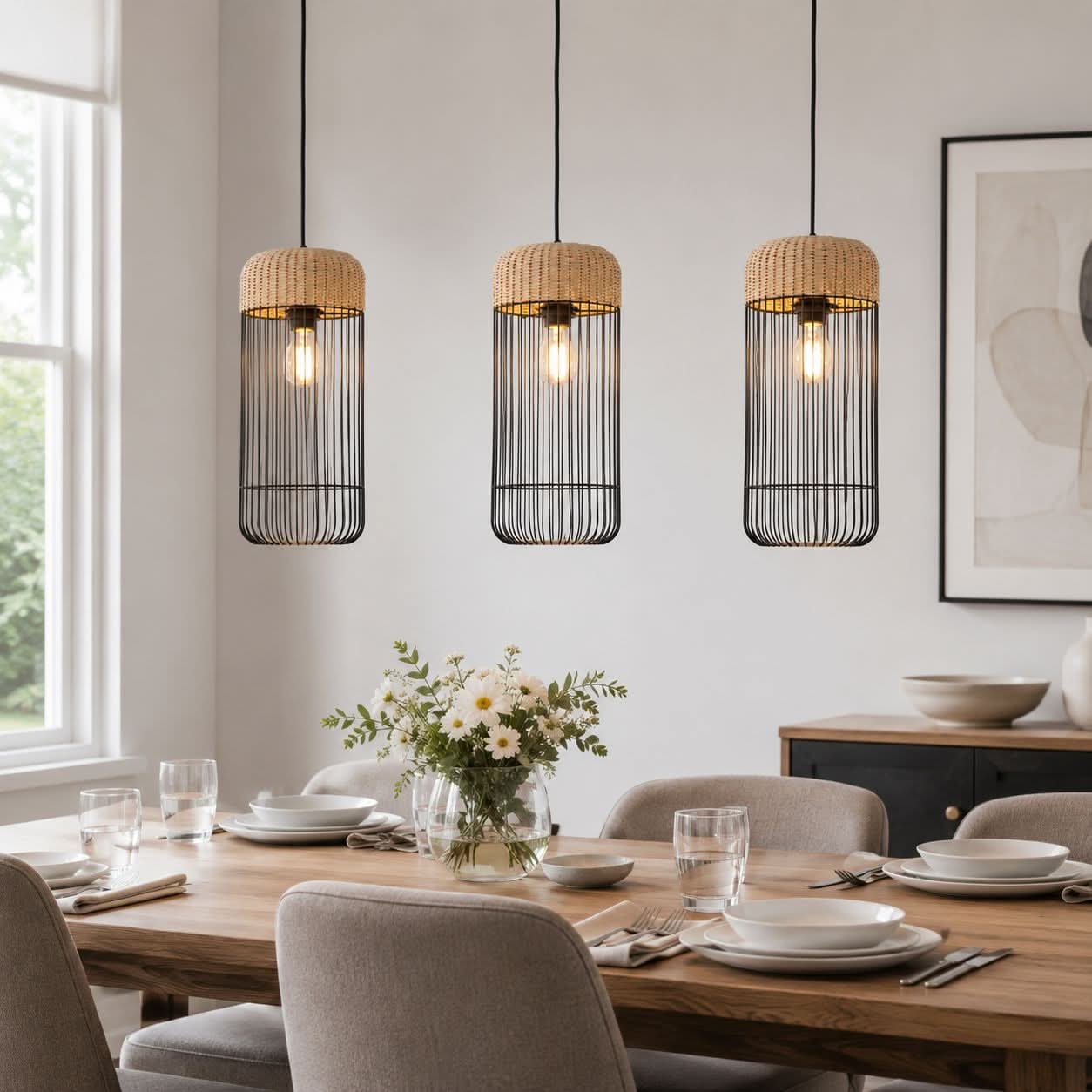 Glyph-Lightsin Woven Rattan Cylinder Pendant Light for Warm and Inviting Spaces