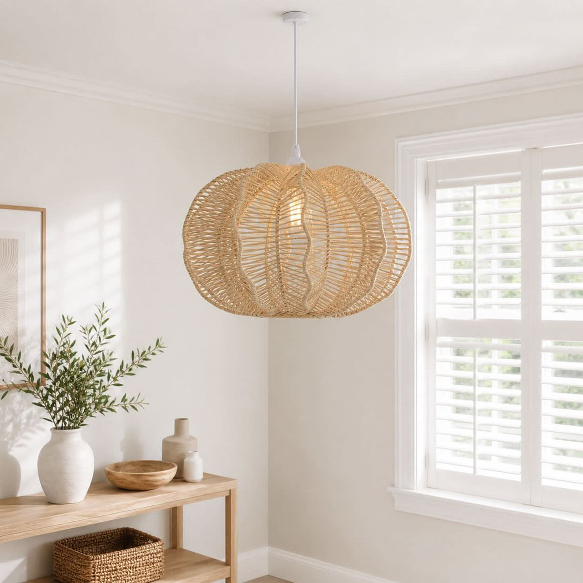 Lightsin Woven Rattan Ceiling Light for a Serene Ambiance