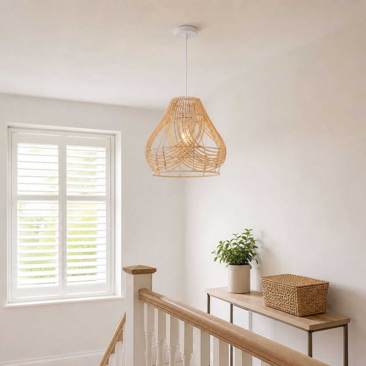 Lightsin Woven Whisper Natural Rattan Pendant Light for Serene Living