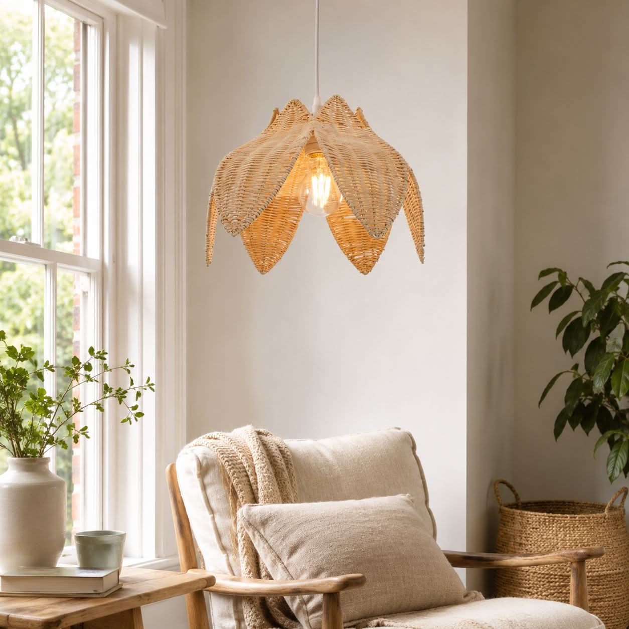 Lightsin AmberNest Natural Rattan Light for Calm Cozy Corners