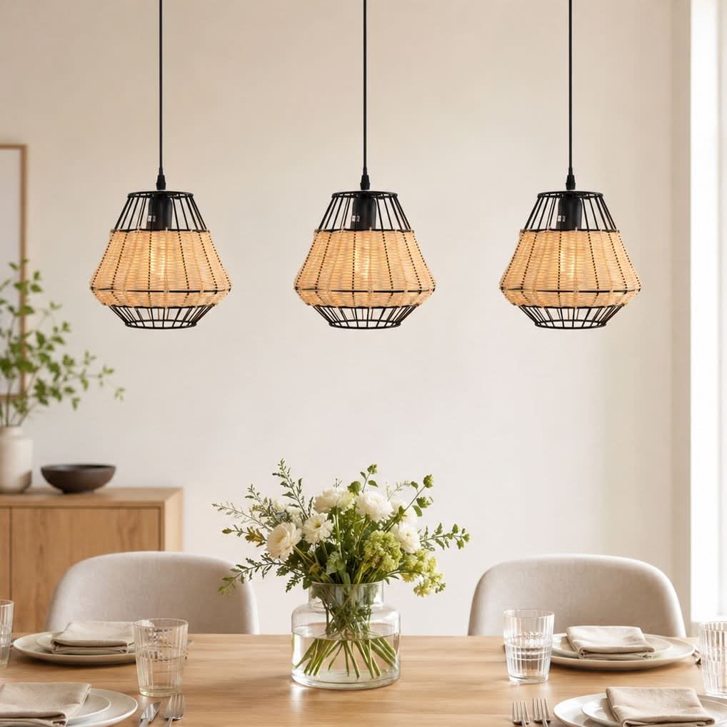 Glyph-Lightsin Hexagonal Woven Pendant Light for Natural Warmth and Modern Style