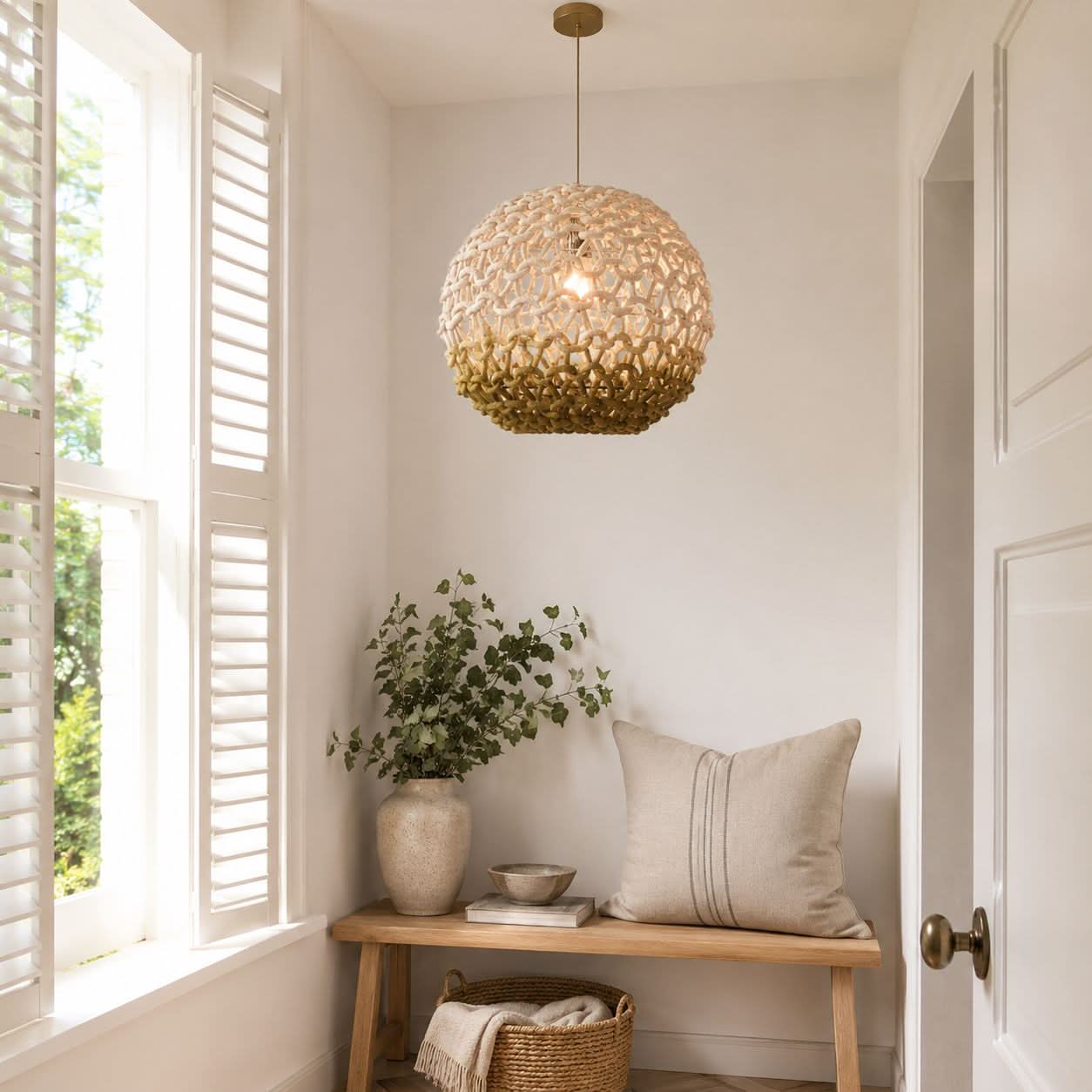 Lightsin Pendant Ceiling Light with Artisanal Globe-Shaped Cotton Rope for Natural Elegance