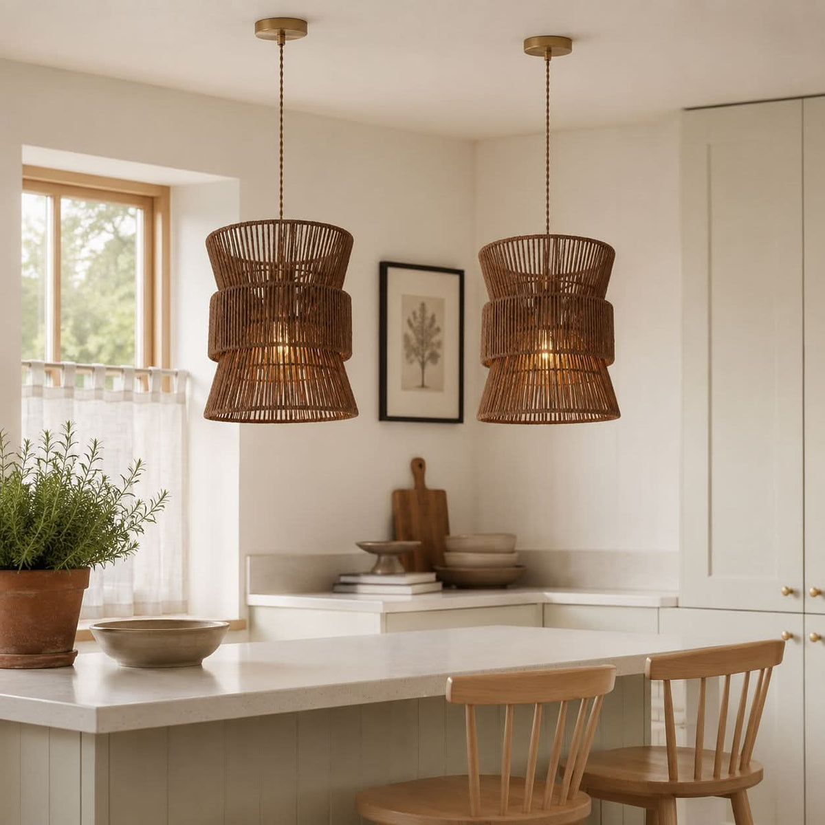 Lightsin Artisanal Handwoven Eco-Friendly Circular Pendant Light