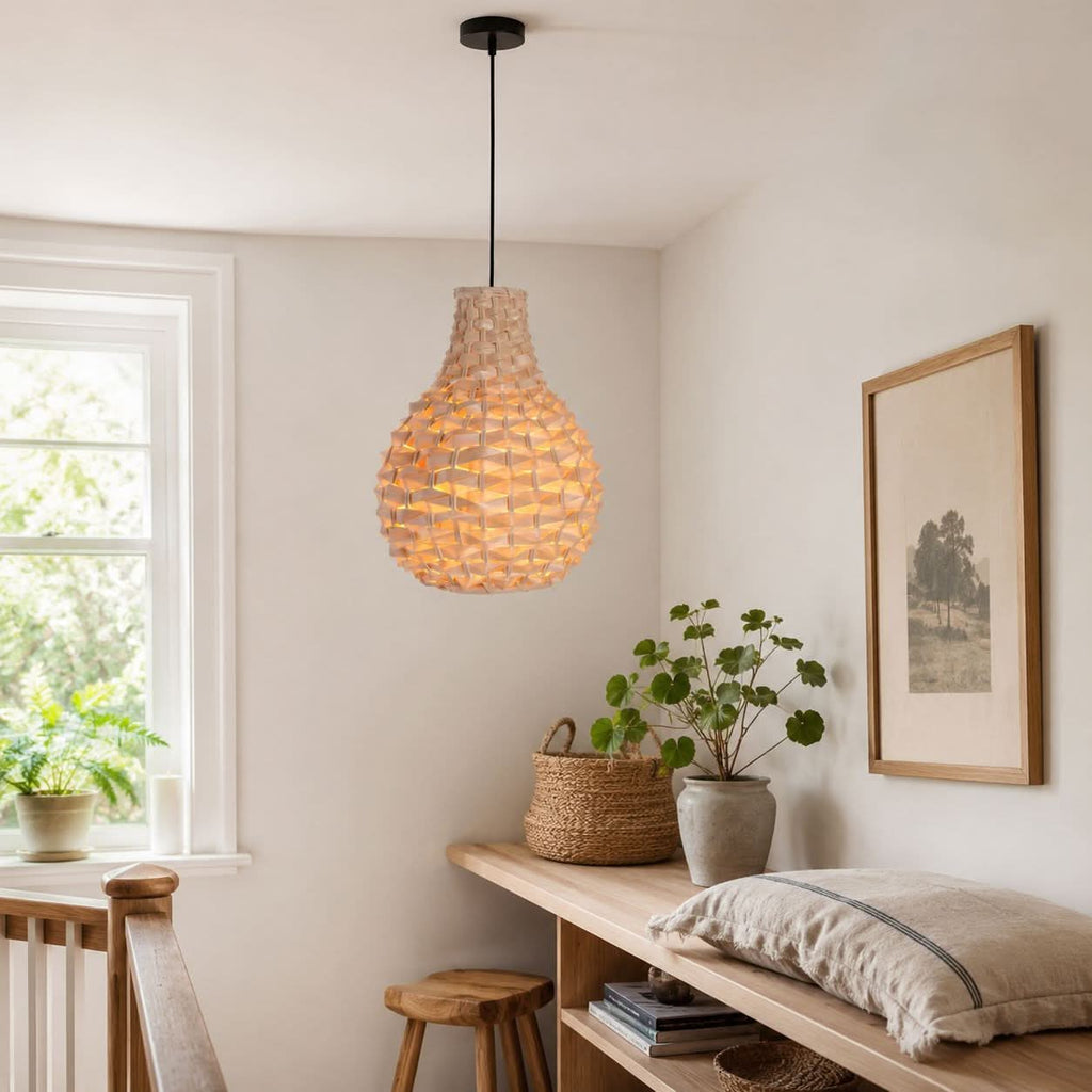 Lightsin Bamboo Hand-Weaving Pendant Light Natural Art Lighting Fixture