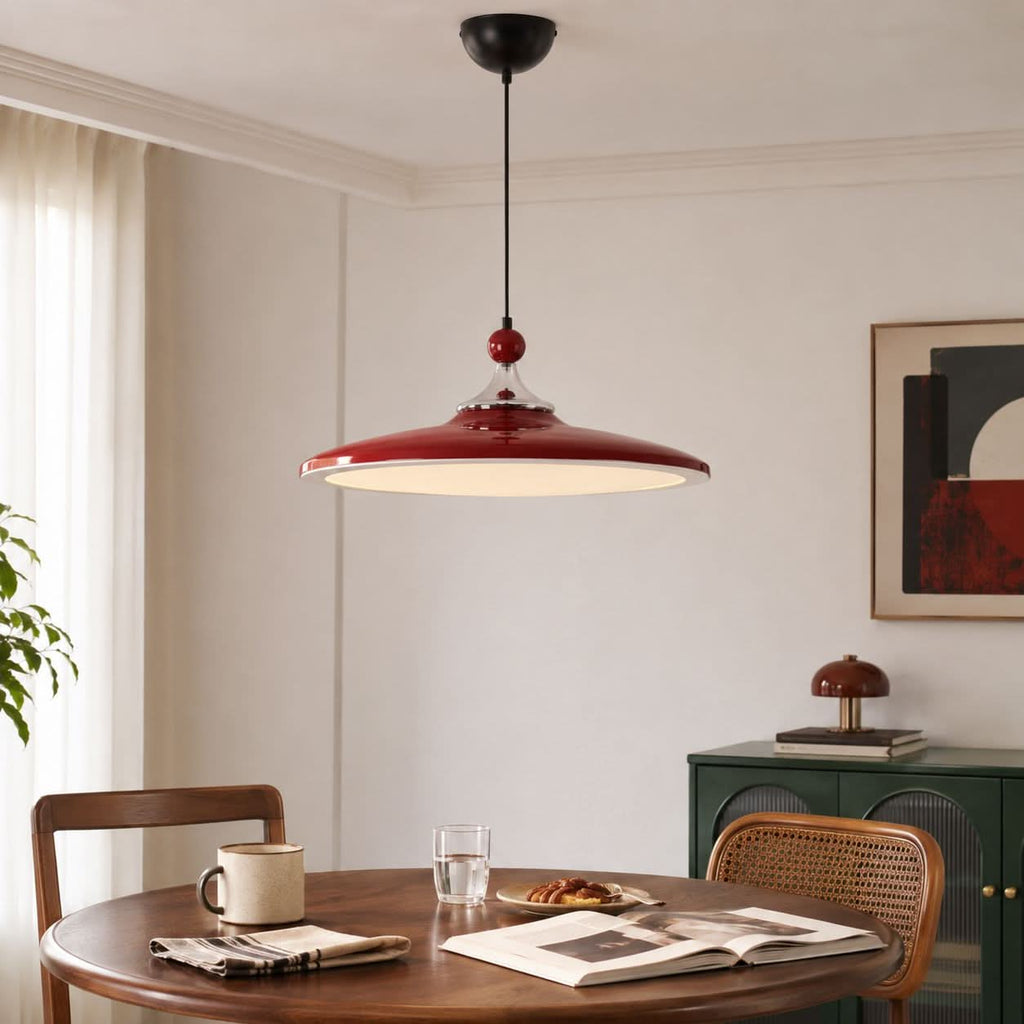 Red Iron Pendant Light | Colour-Changing E27 Ceiling Lamp