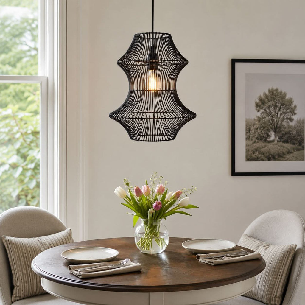 Glyph-Lightsin Industrial Black Iron Pendant Light with Hourglass Shape