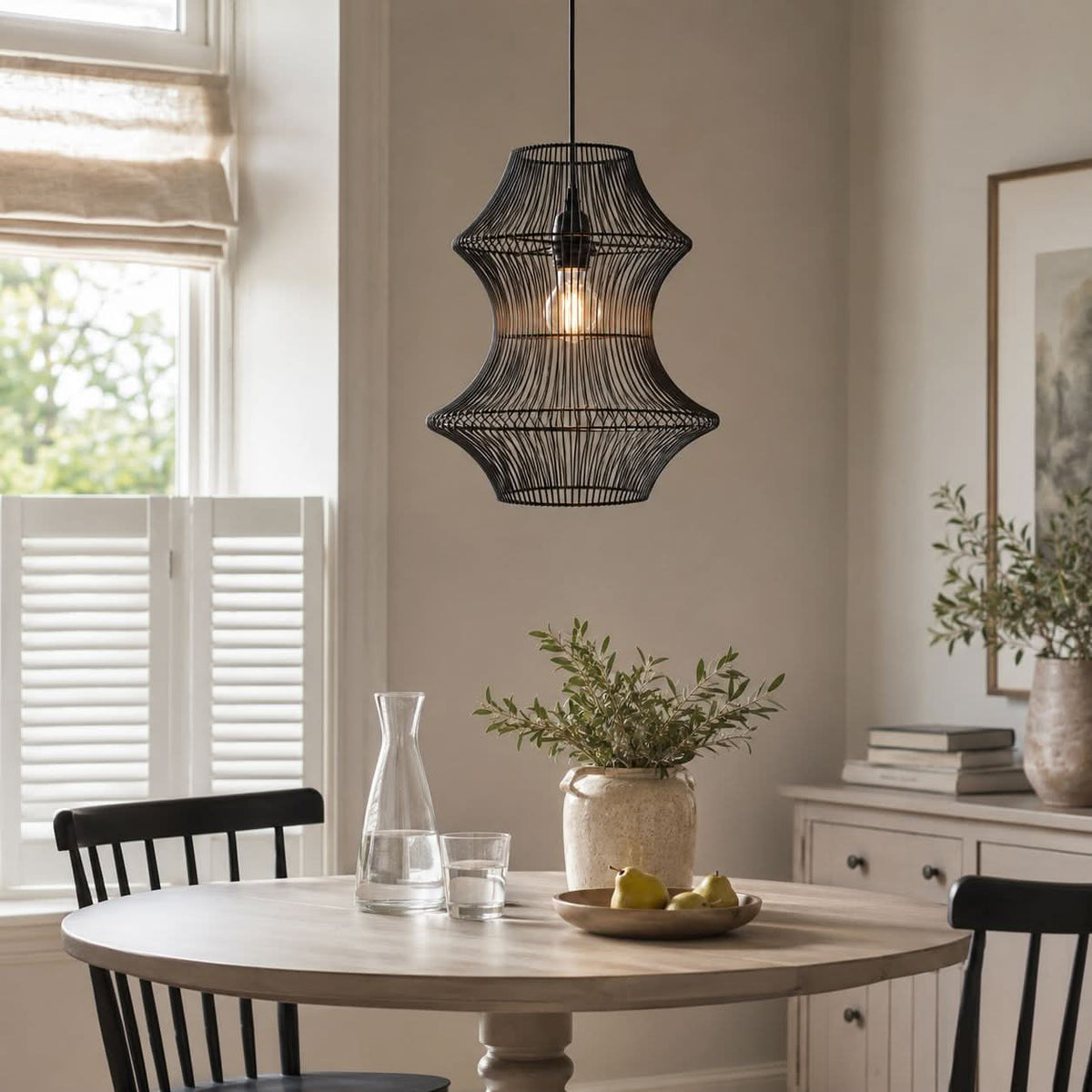 Glyph-Lightsin Industrial Black Iron Pendant Light with Hourglass Shape