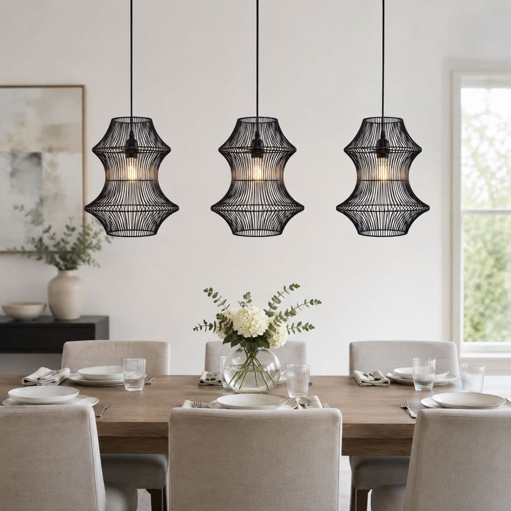 Glyph-Lightsin Industrial Black Iron Pendant Light with Hourglass Shape