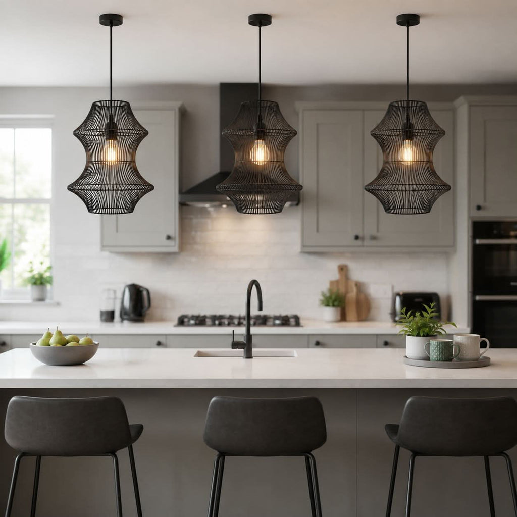 Glyph-Lightsin Industrial Black Iron Pendant Light with Hourglass Shape