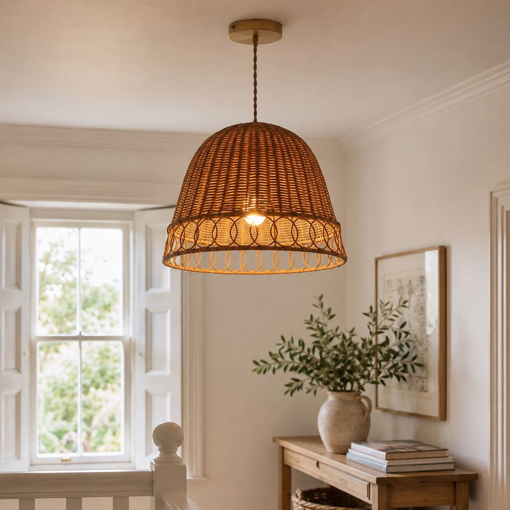 Lightsin Handwoven Rattan Pendant Light – Eco-Friendly, Warm Lighting for Cozy Living Rooms & Dining Spaces