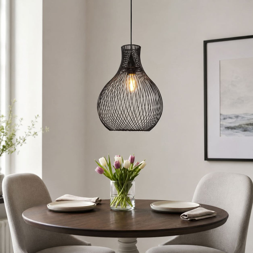 Glyph-Lightsin Minimalist Black Wire Cage Pendant Light for Home Decor