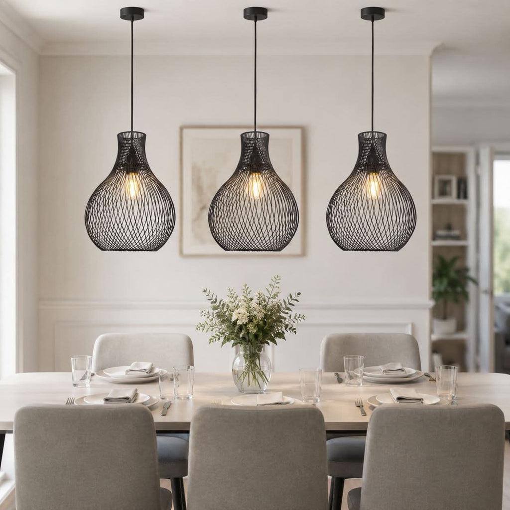 Glyph-Lightsin Minimalist Black Wire Cage Pendant Light for Home Decor