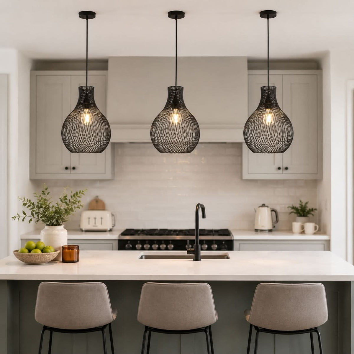 Glyph-Lightsin Minimalist Black Wire Cage Pendant Light for Home Decor