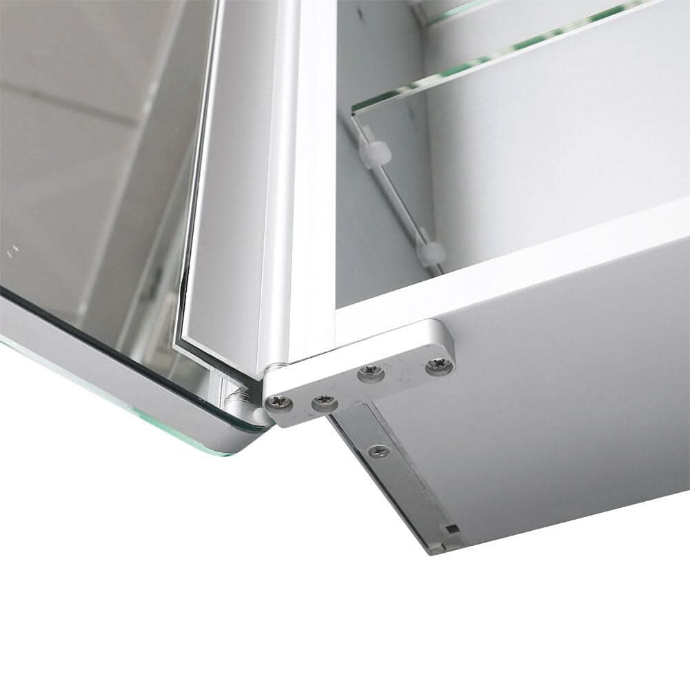 60cm H Double Door Anti-Fog Mirror Cabinet with Bluetooth and LED Light