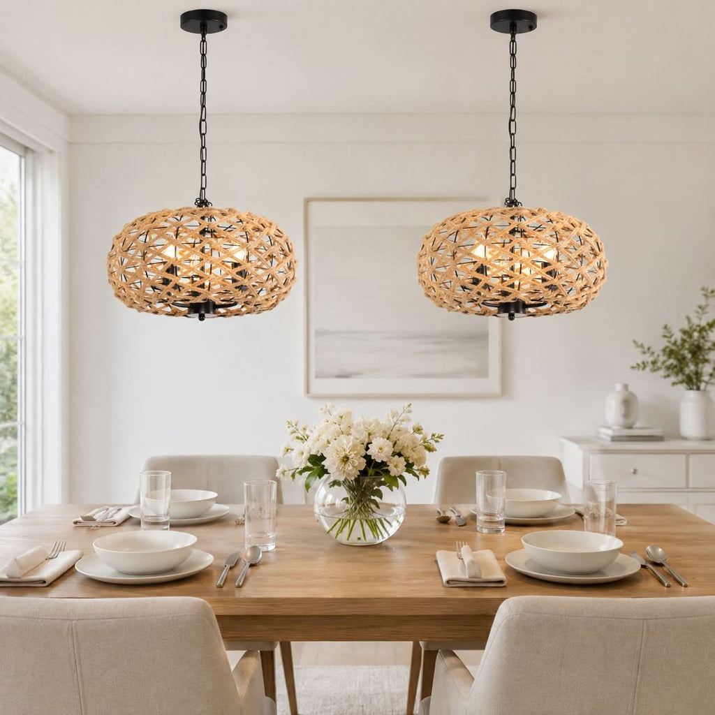 Glyph-Lightsin Rustic Hemp Rope Globe Pendant Light for Farmhouse and Industrial Style