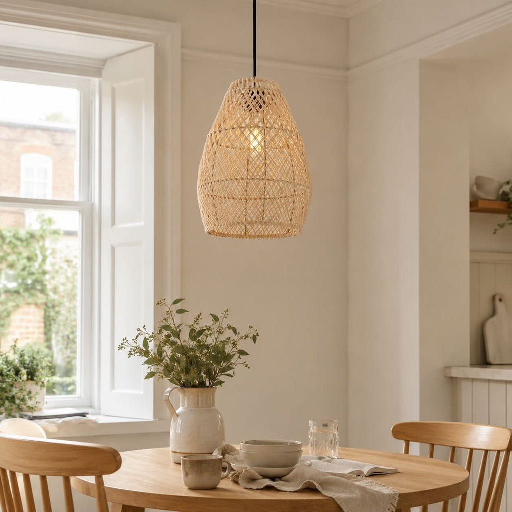 Lightsin Eco-Friendly Rustic Rattan Pendant Light For Home Decor