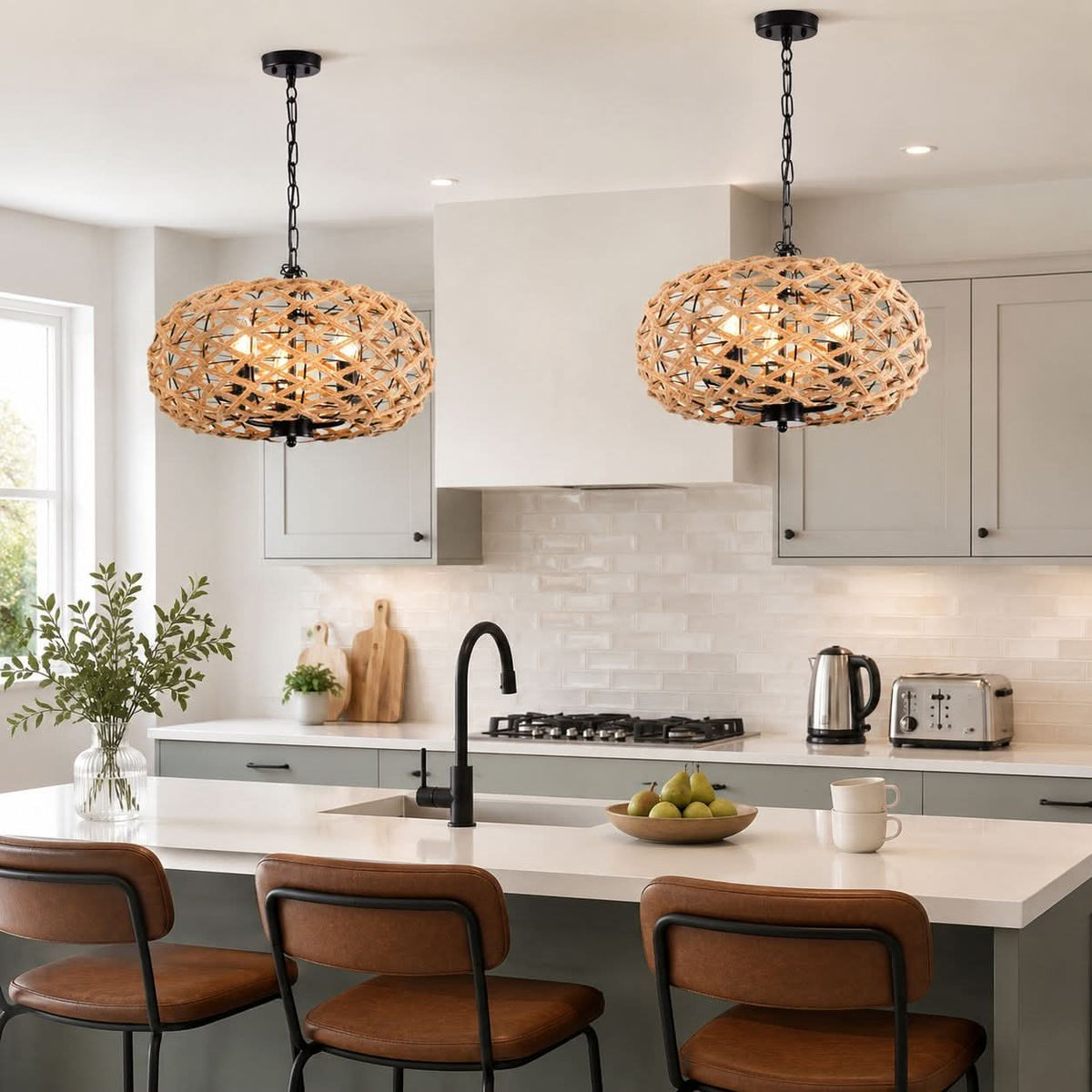 Glyph-Lightsin Rustic Hemp Rope Globe Pendant Light for Farmhouse and Industrial Style