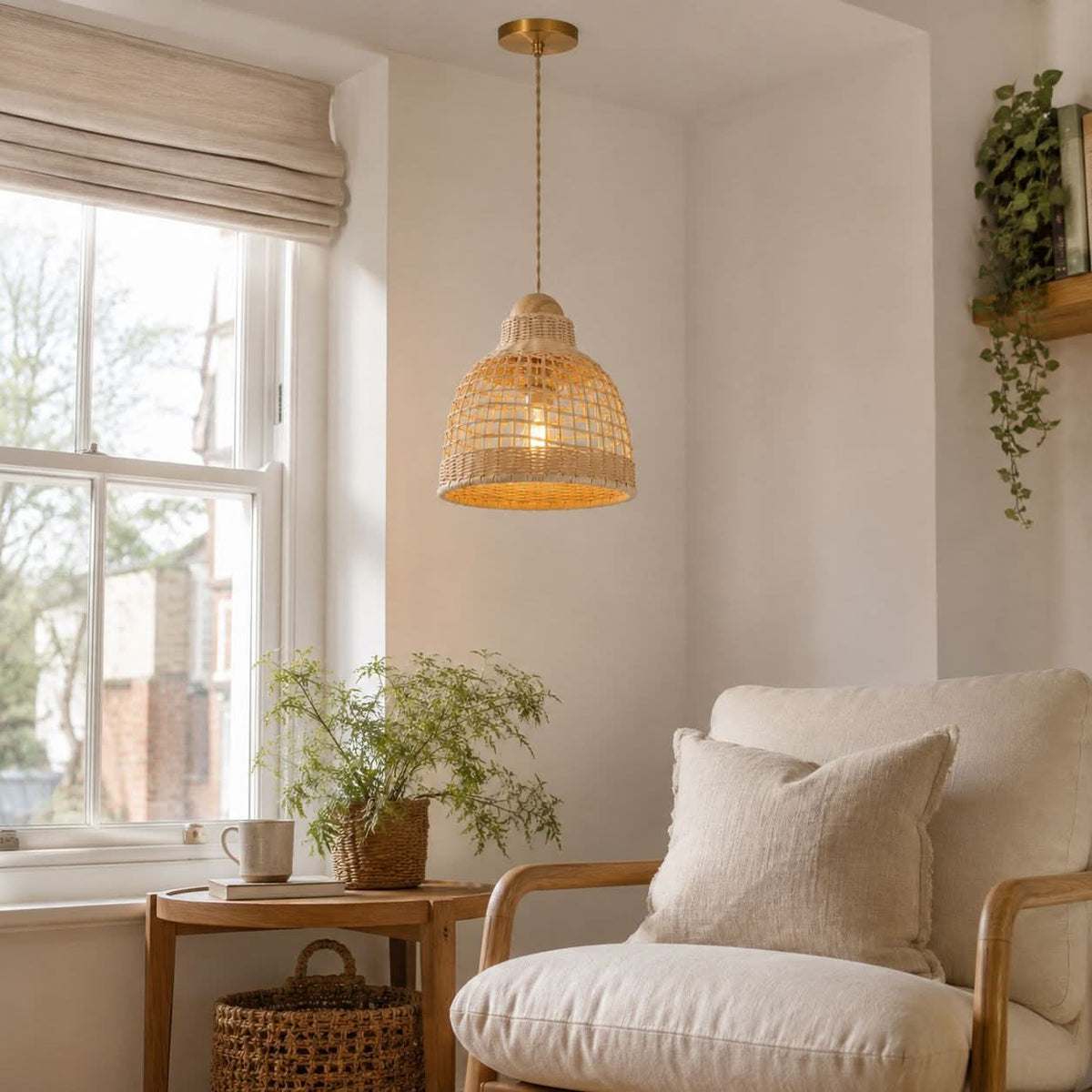 Lightsin Cella-Elegant Vintage Woven Rattan Minimalist Pendant Light