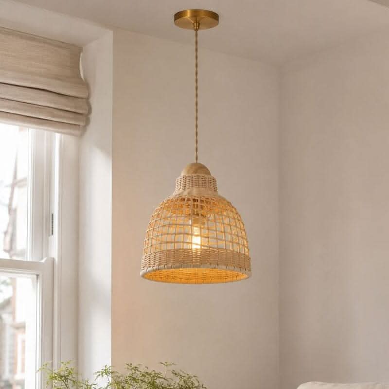 Lightsin Cella-Elegant Vintage Woven Rattan Minimalist Pendant Light