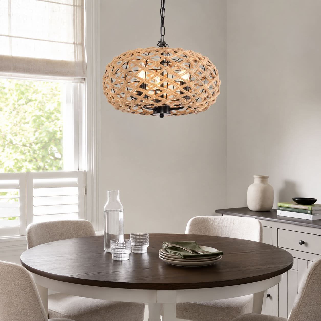 ‍Lightsin Rustic Hemp Rope Globe Pendant Light for Farmhouse and Industrial Style (100% off)