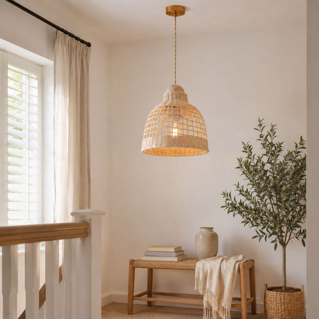 Lightsin Cella-Elegant Vintage Woven Rattan Minimalist Pendant Light
