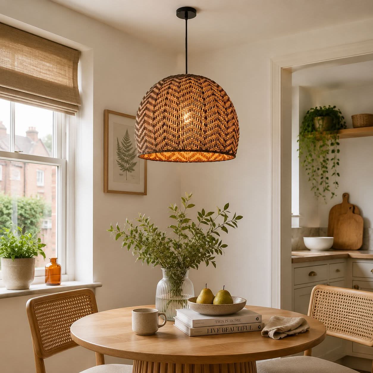 Lightsin Woven Rattan Ceiling Light with Wave Details for Modern Ceiling Lights