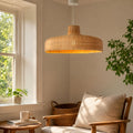 Lightsin Flat Teapot-Shaped Japanese Rattan Pendant Light – Natural Elegance
