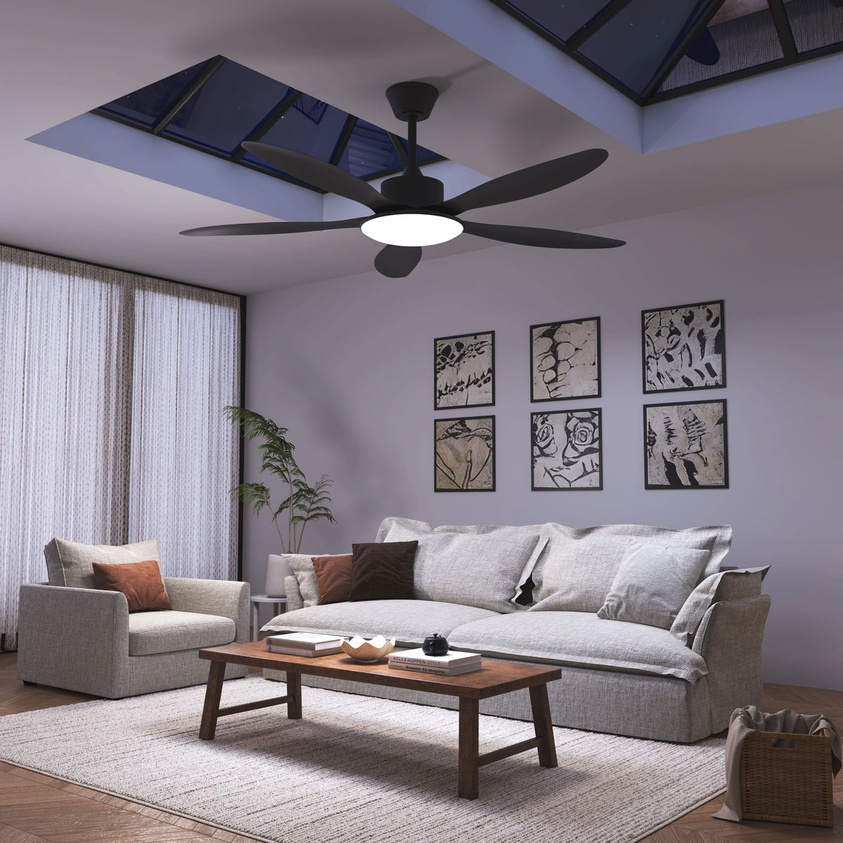 Lightsin 53-inch Modern Ceiling Fan with Light, Silent 5-Blade LED Fan with Remote