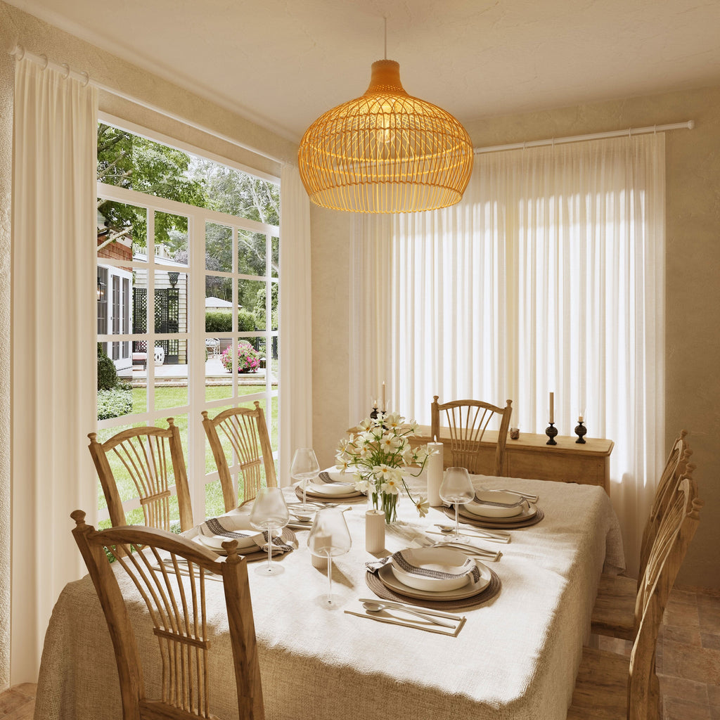 Lightsin Cella-Handwoven Gourd Shaped Rattan Pendant Light