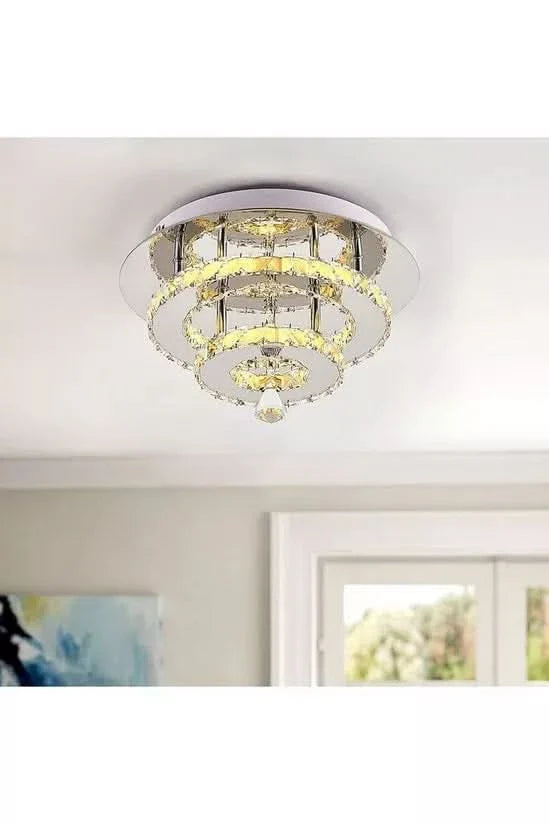 30cm W Stacked LED Ceiling Light with Crystal Rims Energy Saving